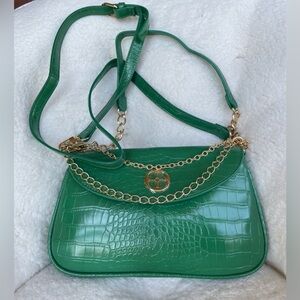 Green Crocodile Pattern Embossed Purse Shoulder Bag by IMAN